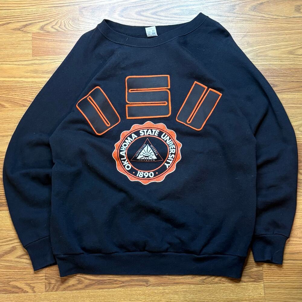 Vtg 80s Oklahoma State University Crewneck Sweatshirt Men XL Artex USA Black OSU